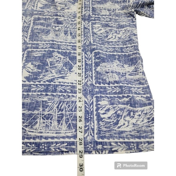 Reyn Spooner Hawaiian Reverse Print Gold Label 70s Rare 3 Button Shirt Size L - Picture 7 of 12